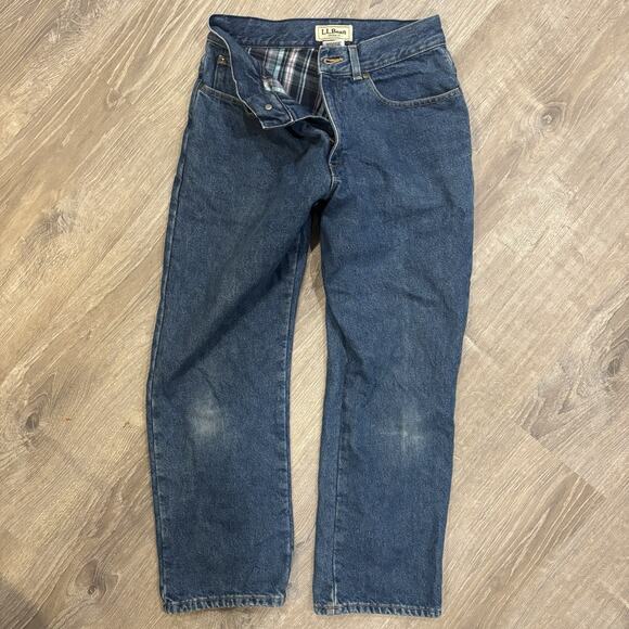 L.L. Bean Denim - Vintage LL Bean Flannel Lined Blue Jeans Womens 10 Petite Outdoor Grunge 90s
